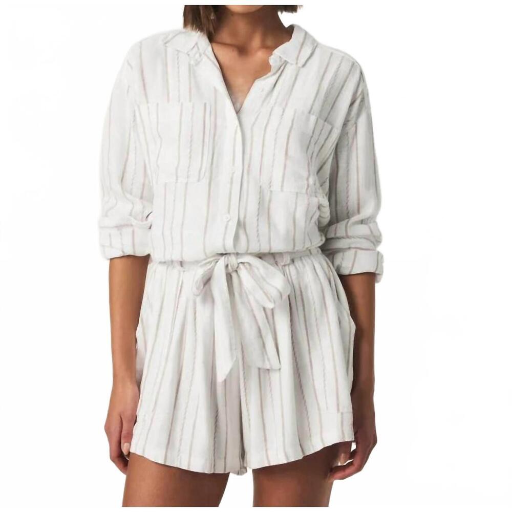 NEW SPLENDID gabrielle stripe button down shirt in white fawn